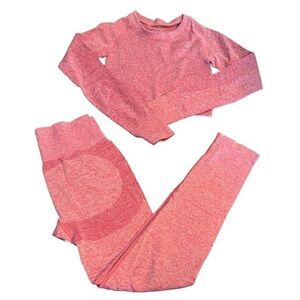 XS/S two piece Jed North, Red leggings and fitted long sleeve crop top